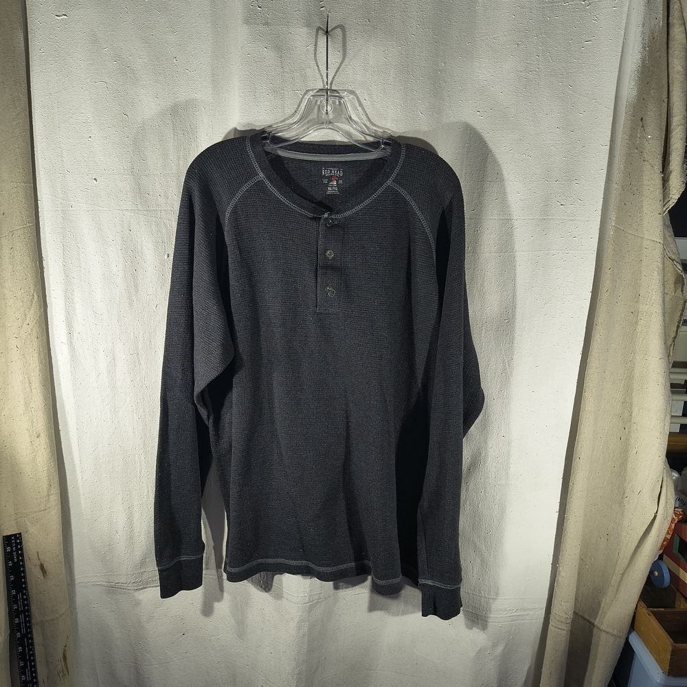 Red Head Men's Size XL Gray Thermal Henley L Sleeve Shirt